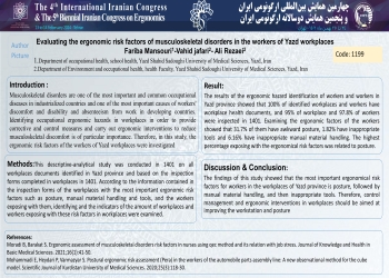 Evaluating the ergonomic risk factors of musculoskeletal disorders in the workers of Yazd workplaces